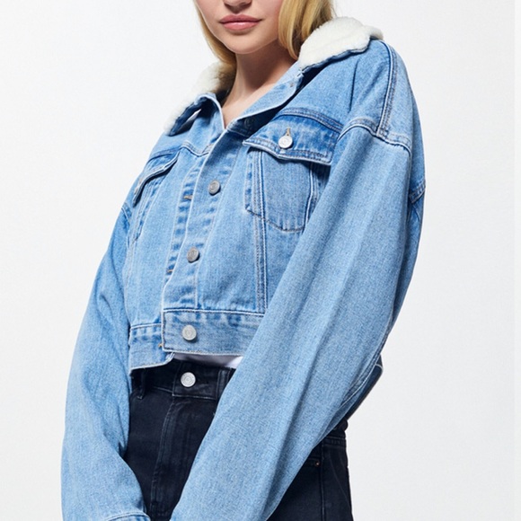 Pacsun Cropped Sherpa Denim Trucker 
